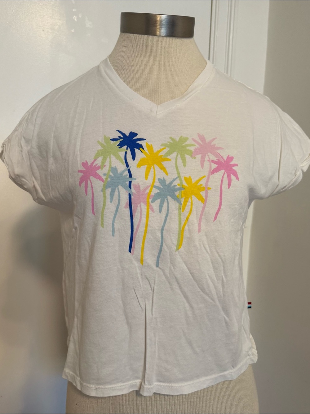 Sol Angeles White Palm Tree Graphic Baby Tee - Multicolor Print size 12